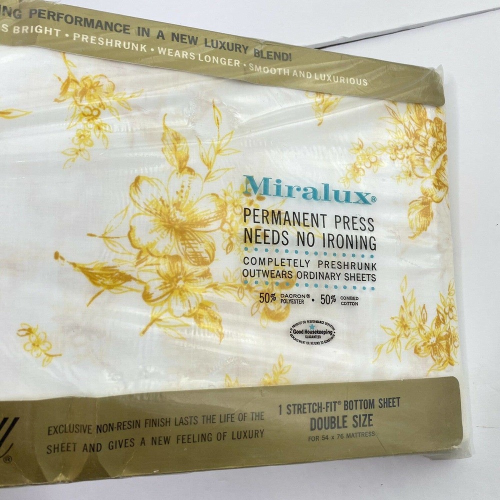 Lady Pepperell Miralux Vintage Double Fitted Sheet Floral MCM Retro Decor NEW - Picture 6 of 9